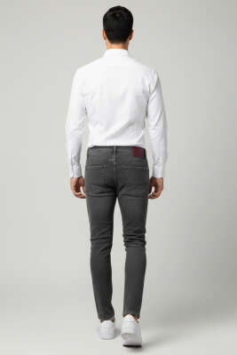 Likralı Dar Paça Dtaylı Erkek Pantolon Füme - Erkek Pantolon