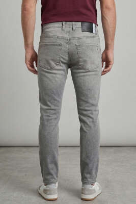 Likralı Dar Paça Erkek Kot Pantolon Gri - Erkek Pantolon