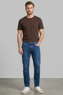 Likralı Dar Paça Erkek Kot Pantolon Koyu Mavi - Erkek Pantolon