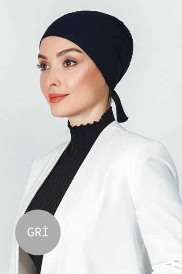 Likralı Dikişsiz Gri Bone - Black&White