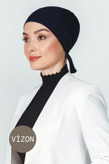 Likralı Dikişsiz Vizon Bone - Black&White