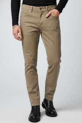 Likralı Gabardin Erkek Pantolon Bej - HİT TİME