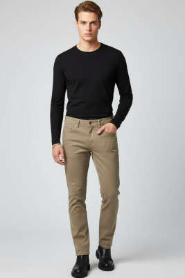 Likralı Gabardin Erkek Pantolon Bej - Erkek Pantolon