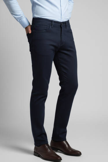 Likralı Gabardin Erkek Pantolon Lacivert - Erkek Pantolon