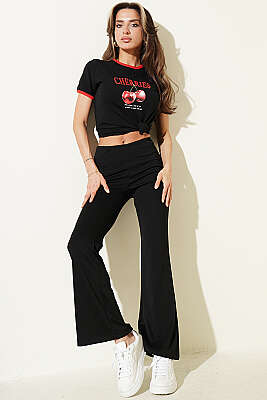 Likralı İspanyol Paça Pantolon Siyah - Kadın Giyim Modelleri