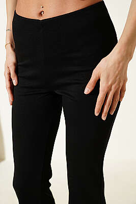 Likralı İspanyol Paça Pantolon Siyah - Kadın Giyim Modelleri