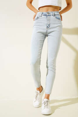 Likralı Skinny Jean Pantolon Buz Mavisi - Kadın Giyim Modelleri