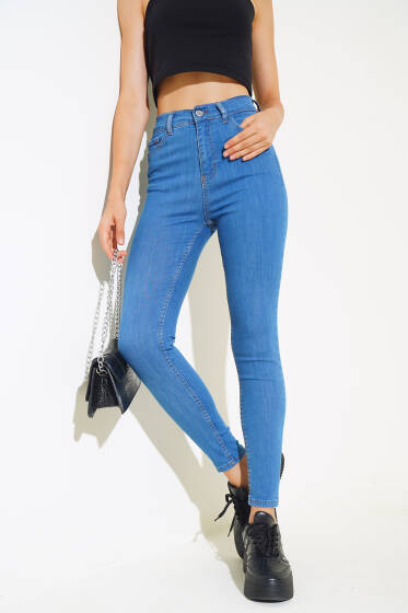 Likralı Skinny Jean Pantolon Kot Mavisi - Kadın Giyim Modelleri