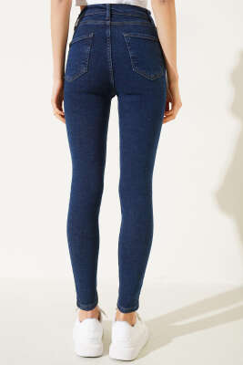 Likralı Skinny Jean Pantolon Koyu Mavi - Kadın Giyim Modelleri