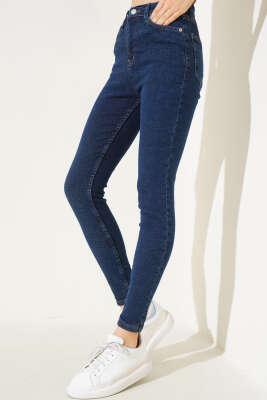 Likralı Skinny Jean Pantolon Koyu Mavi 