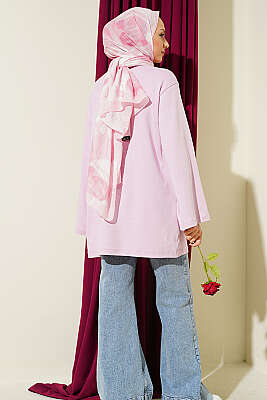Lilyum Baskılı Basic Tunik Lila - Tunik