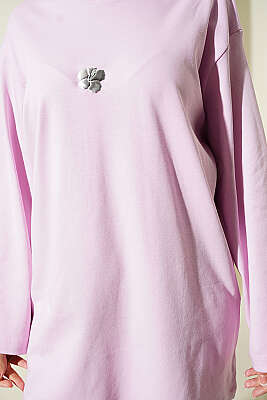 Lilyum Baskılı Basic Tunik Lila - Tunik