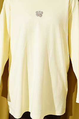 Lilyum Baskılı Basic Tunik Sarı - Tunik