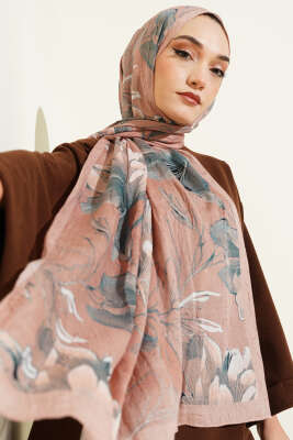 Lilyum Desen Bambu Kraş Şal Latte - Başörtüsü