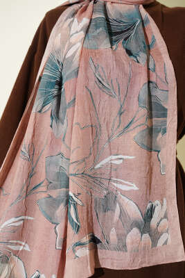 Lilyum Desen Bambu Kraş Şal Latte - Başörtüsü