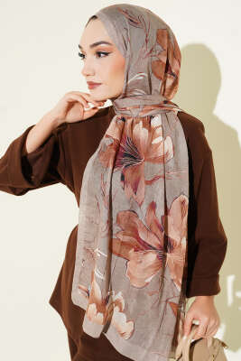 Lilyum Desen Bambu Kraş Şal Nefti - Başörtüsü