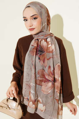 Lilyum Desen Bambu Kraş Şal Nefti - Başörtüsü