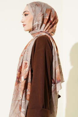 Lilyum Desen Bambu Kraş Şal Nefti - Başörtüsü