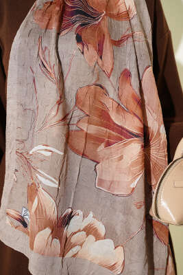 Lilyum Desen Bambu Kraş Şal Nefti - Başörtüsü