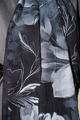 Lilyum Desen Bambu Kraş Şal Siyah - Başörtüsü