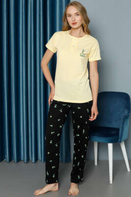 Limon Desenli Kısa Kol Pijama Takımı Sarı - Kadın Pijama Takımı