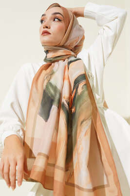 Lina Desenli Soft Şal Camel - Başörtüsü