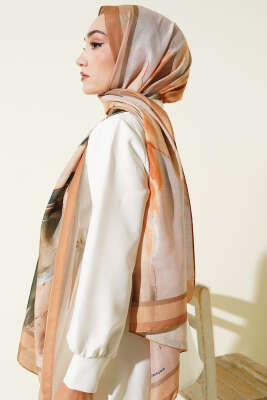 Lina Desenli Soft Şal Camel - Başörtüsü