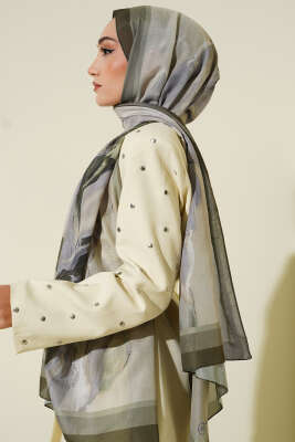 Lina Desenli Soft Şal Haki - Başörtüsü
