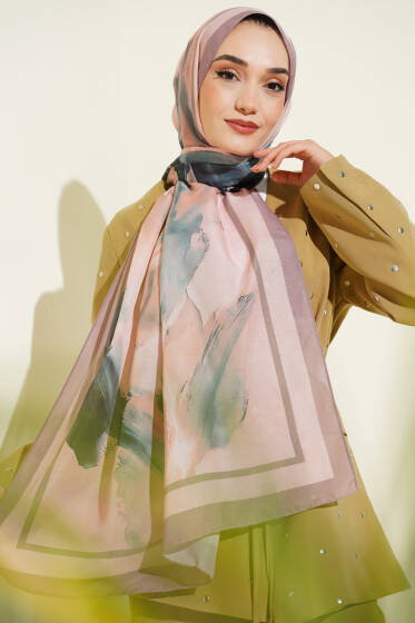 Lina Desenli Soft Şal Latte - Başörtüsü