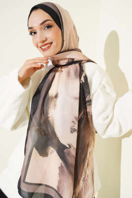 Lina Desenli Soft Şal Siyah - Başörtüsü