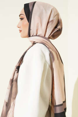 Lina Desenli Soft Şal Siyah - Başörtüsü