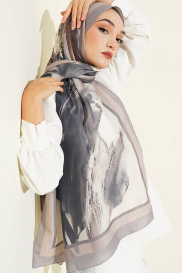 Lina Desenli Soft Şal Vizon - Başörtüsü