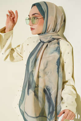 Lina Desenli Soft Şal Zümrüt - Başörtüsü