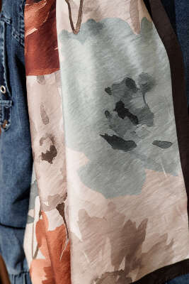 Linea Serisi Desenli Şal Acı Kahve - Başörtüsü