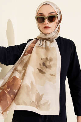 Linea Serisi Desenli Şal Bej - Başörtüsü