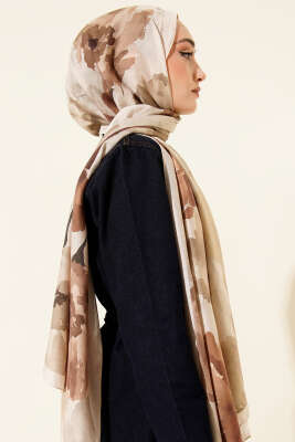 Linea Serisi Desenli Şal Bej - Başörtüsü