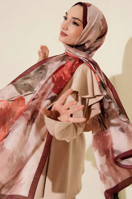 Linea Serisi Desenli Şal Bordo 