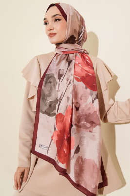 Linea Serisi Desenli Şal Bordo - Başörtüsü