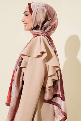 Linea Serisi Desenli Şal Bordo - Başörtüsü