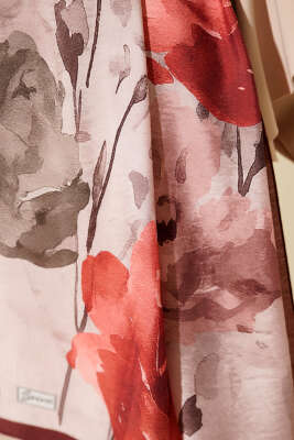 Linea Serisi Desenli Şal Bordo - Başörtüsü