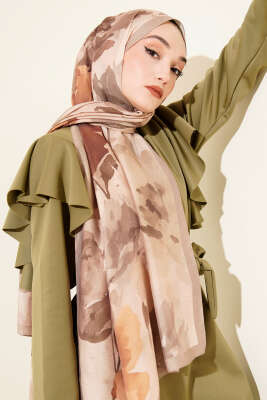 Linea Serisi Desenli Şal Kum Bej - Başörtüsü