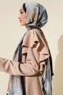 Linea Serisi Desenli Şal Mavi - Başörtüsü