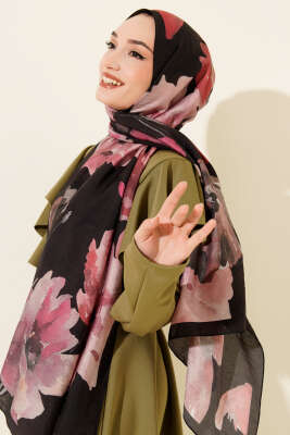 Linea Serisi Desenli Şal Siyah 