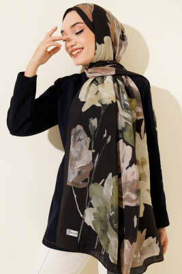 Linea Serisi Desenli Şal Siyah Yeşil 