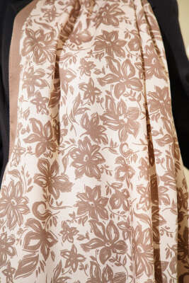 Liora Desenli Soft Şal Latte - Başörtüsü