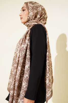 Liora Desenli Soft Şal Latte - Başörtüsü