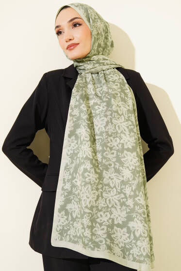 Liora Desenli Soft Şal Su Yeşili -04 - Başörtüsü