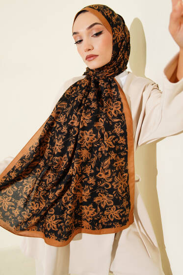 Liora Desenli Soft Şal Taba -05 - Başörtüsü