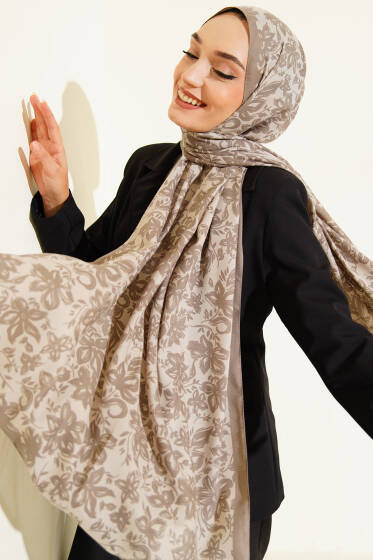 Liora Desenli Soft Şal Vizon -07 - Başörtüsü