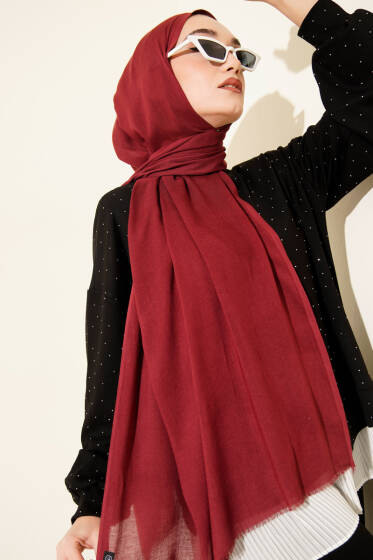 Liora Pamuk Şal Bordo -83 - Başörtüsü